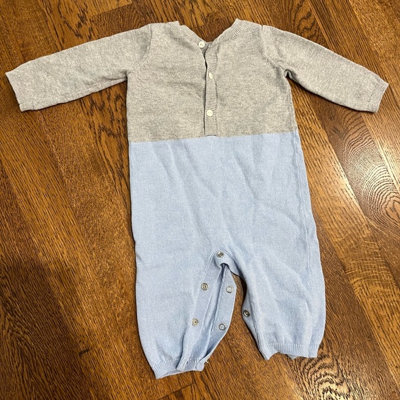 Jacadi Paris One Piece Infant Blue Polar Bear Sweater Romper Size 3 Months - Picture 2 of 3